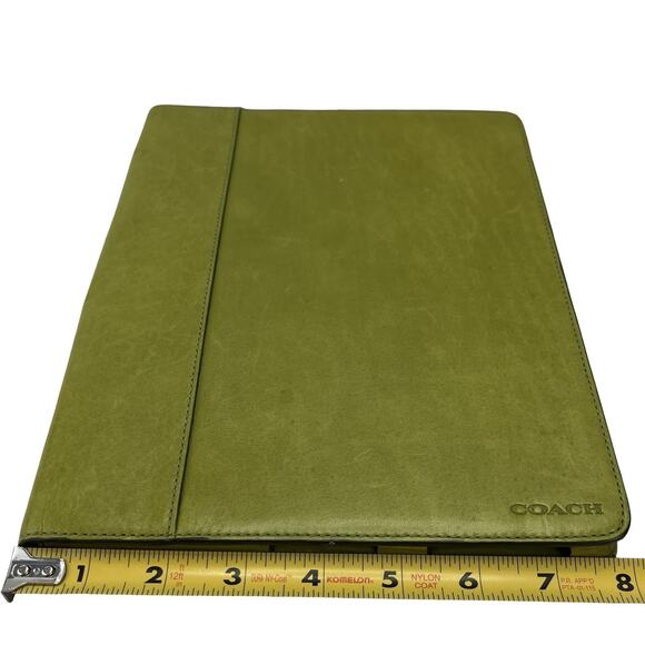 Coach Green Leather iPad Folio Case 10.5” Tablet Sleeve Preppy Minimalist - Picture 3 of 16
